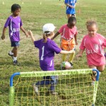 Little girls love to kick it too