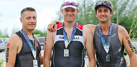 Jeff Jakubiak, Patrick Loughnane and Dale Avery competed in the 2014 Cayman Islands Triathlon.