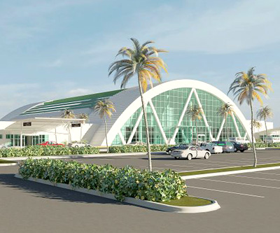 rendering of the revamped airport terminal.