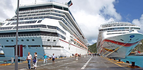 The cruise ship berthing dock in St. Maartin.
