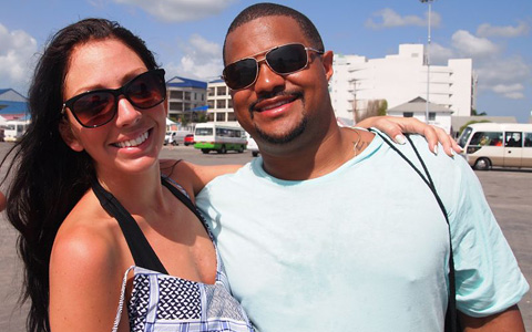 Jessica Burks and Gary Tanner line up to reboard Carnival Magic.