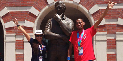 Matthew Ebanks with his coach Leslie-Ann Daley in Los Angeles.