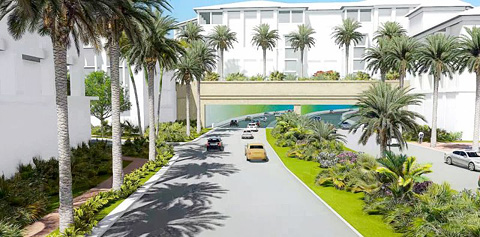 An architect’s rendering of the plan for the new section of the Esterley Tibbetts Highway through Camana Bay.