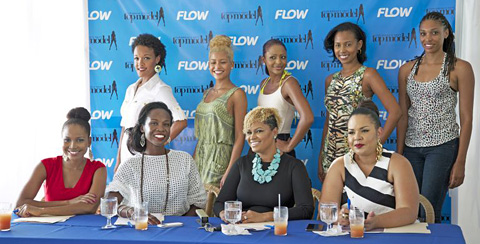 Top row: Contestants Kristina Wright, Thia McLaughlin, Patricia Plummer, Yasenia Herrera and Shanice Kelly. Bottom Row: Judges Nicosia Lawson, Isy Obi, Pearlina McGaw-Lumsden and Stephanie Ford.
