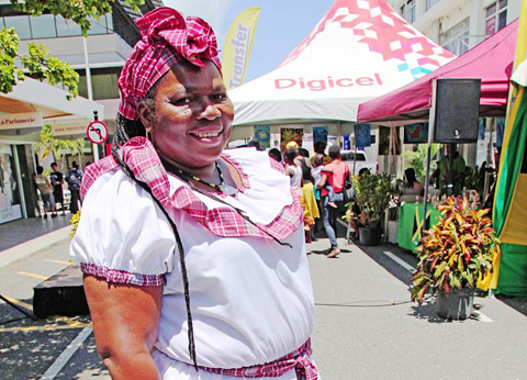 Dalacia Wright shows off her traditional Jamaican costume.