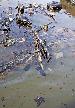 Lake Maracaibo, a 5,097-square-mile body of water, is a graveyard for everything from abandoned pipelines to tires. – Photo: Pietro Pitts/Bloomberg