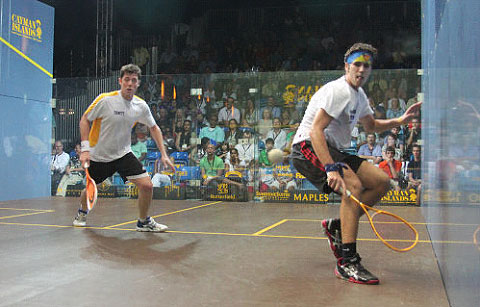 Jamaica’s Chris Binnie, left, beat Cameron Stafford when they played here four years ago. - PHOTO: RON SHILLINGFORD