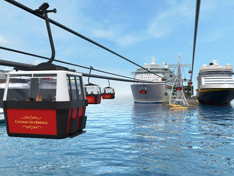 A cable car system could transport 20,000 passengers per hour, according to the man behind the Cayman SkyBridge concept. - IMAGE: ARTIST