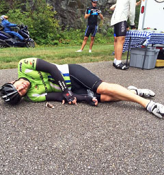 Chris Bailey grabs rest when and where he can during the U.S. ride. - PHOTO: SUBMITTED