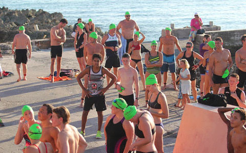 Stroke & Stride entrants prepare for the swim. - PHOTOS: RON SHILLINGFORD