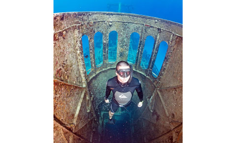 Free diver Christian Black ascends. – PHOTOs: RICHARD WHITCOMBE