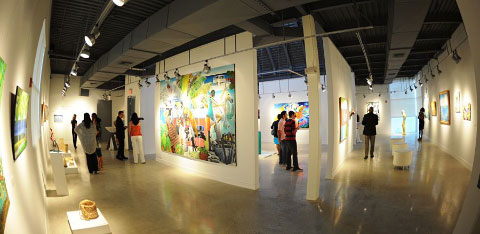 Visitors to the National Gallery check out the permanent collection.