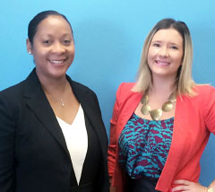Maria Phillip, vice president of Client Services and Operations, left, and Sasha Carrig, newly promoted client services executive at Cayman Enterprise City