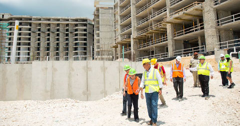 Visitors tour the construction site on Wednesday. – Photos: Taneos Ramsay