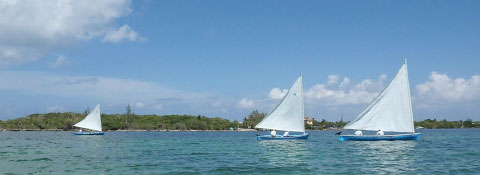 The catboats raced in very calm waters.