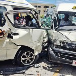 Taxi, dive shop van collide