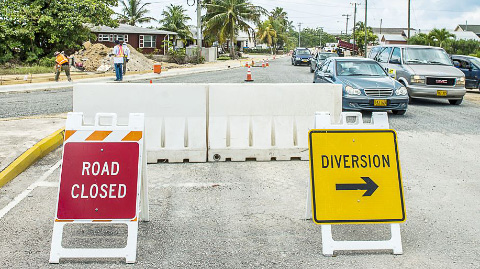 The road-widening project on Smith Road is causing headaches for motorists. - PHOTO: TANEOS RAMSAY