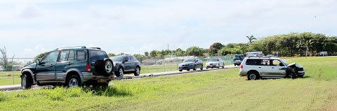 Late-morning commuters along Crewe Road were greeted Tuesday by the remains of a serious two-car crash from the night before. - Photo: Brent Fuller