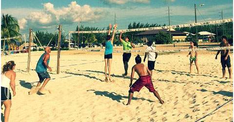 The beach volleyball league is on every Sunday.
