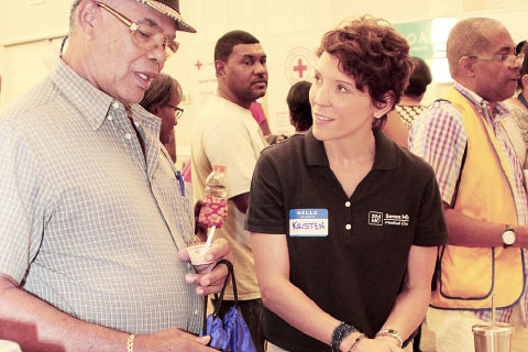Ludlow Buckeridge gets valuable tips from nutritionist Kristin Lamos.