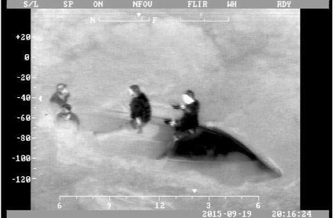 An image from the police helicopter shows the stricken vessel.