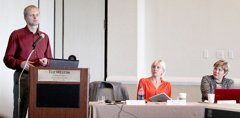Estonian e-Governance Academy trainers, from left, Margus Freudenthal, Annela Kiirats and Mari Pedak, are working with Cayman civil servants this week on e-government initiatives.