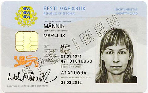 A sample ID card from the Estonian government.