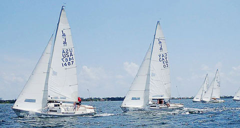 Loca Loki leads in one of the J22 races.