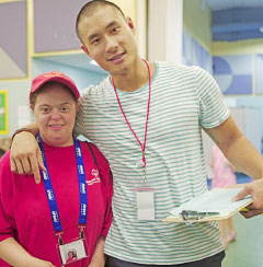 Special Olympics athlete Chalice Smith with her chaperone Clement Lai. – Photo: Kelsey Jukam
