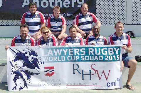 The lawyers rugby squad gets ready.
