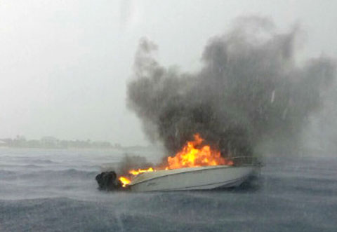 Police released this image of the burning boat.