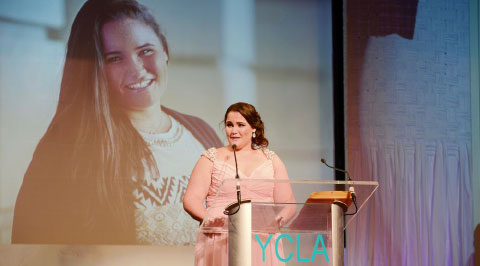 2015 YCLA recipient Kellie McGee gives her acceptance speech. – Photo: David R. Legge