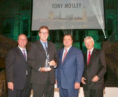 Tony Mosley earned first place in life insurance sales at the Americo summit.