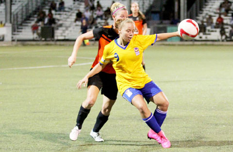 Jetena Bodden was closely marked in midfield.