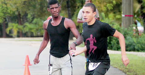 Fabian McCallum hands over to Brandon Williams for the MDR B-Team.