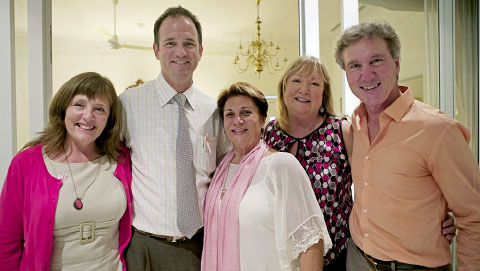 Janette Fitzgerald, James Bovell, Irma Arch, Heather McLaughlin and Kim Lund of the Breast Cancer Foundation at the governor
