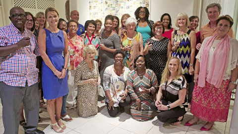 Governor Helen Kilpatrick, front, second from left, with members of the newly formed breast cancer support group at Government House on Wednesday evening. - PHOTO: KELSEY JUKAM