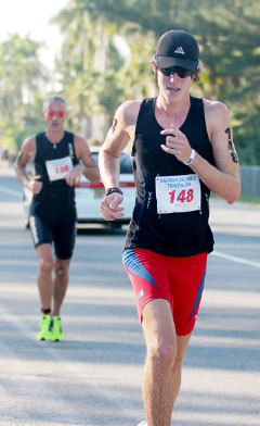 Dominic Dyer competed in the triathlon on Sunday.