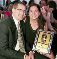 Woody and Tanya Foster received The Best Dressed Chicken Award for Lifetime Achievement on behalf of their family’s company, Foster’s Food Fair IGA.