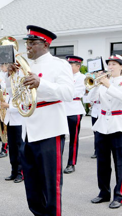 The Royal Cayman Islands Police Band performs during the ceremony.
