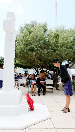 Governor Helen Kilpatrick lays a wreath during the Remembrance Day ceremony. – Photo: Kelsey Jukam.