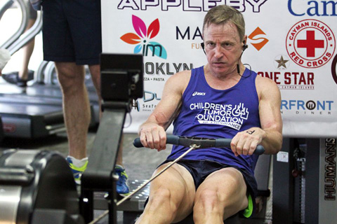 Craig Noble in action during his record-breaking 100,000 meters indoor row. – PHOTO: RON SHILLINGFORD