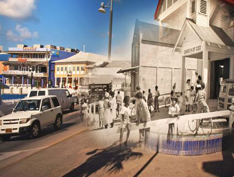 Glimpsing a day outside the Church of God on South Church St. from many years ago.