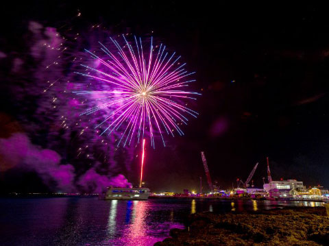 An impressive display of fireworks lights up Hog Sty Bay Saturday night.