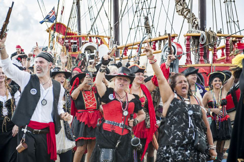 Pirates Week brings out pirates in droves and helps drive tourism and restaurant business to downtown George Town. - PHOTO: TANEOS RAMSAY