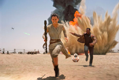 Daisey Ridley, left, as Rey and John Boyega as Finn, in a scene from the new film, ‘Star Wars: Episode VII - The Force Awakens,’ directed by J.J. Abrams. - Photo: Lucasfilm 2015 via AP