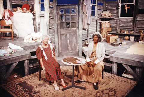 Penny Phillips (Katie) and Consuelo Ebanks (Lettie) sit in the stage set of the original production, 1991.