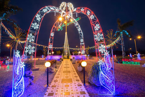 The Chrissie Tomlinson roundabout is always ablaze at Christmas. - Photo: Stephen Clarke