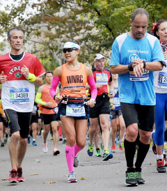 Jalene Cruz proudly wore her Wednesday Night Running Club vest in the New York Marathon.