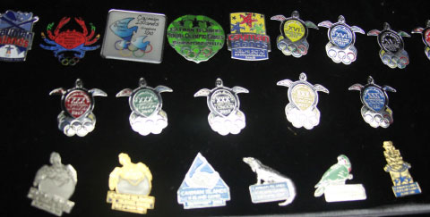 Pins from several Olympic Games are on sale. – PHOTO: RON SHILLINGFORD